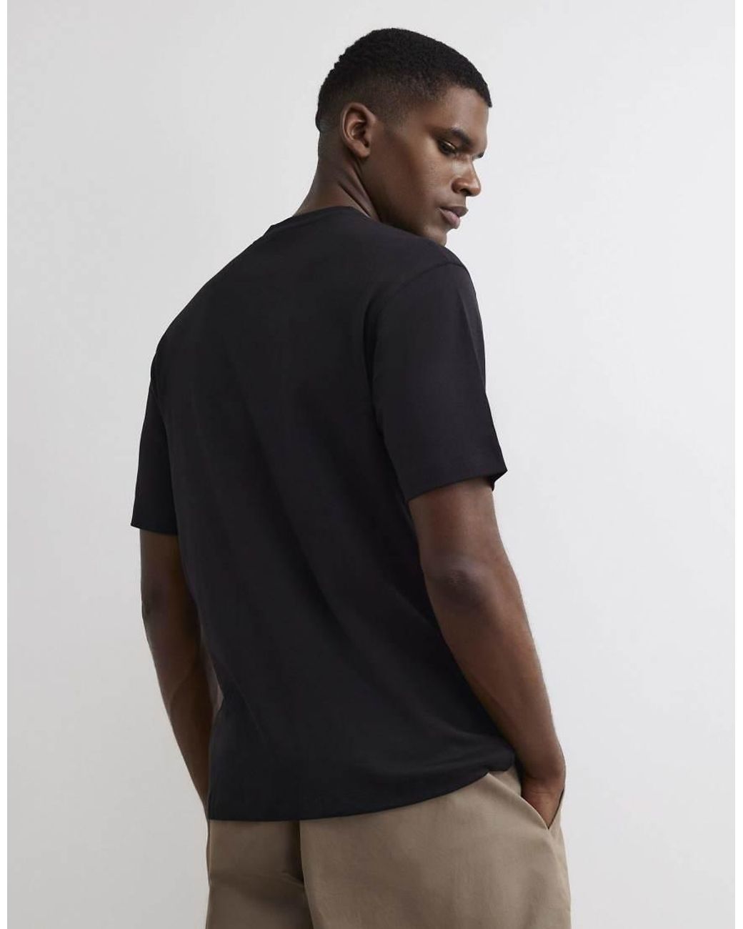 River Island Blue Slim Fit Cotton Crew Neck T-Shirt for men