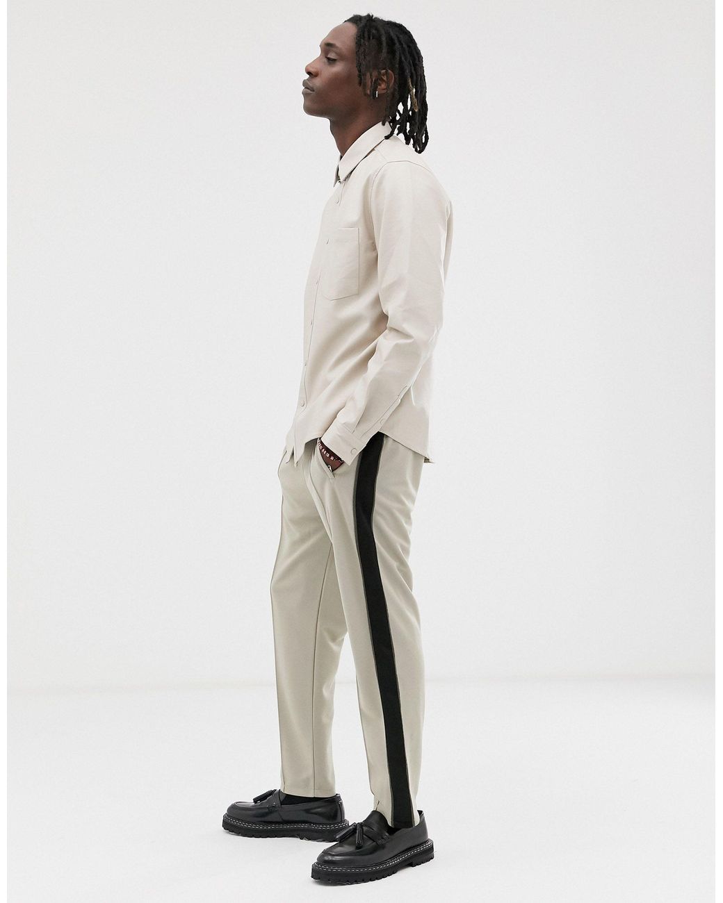 AllSaints Leather Slim Fit joggers With 
