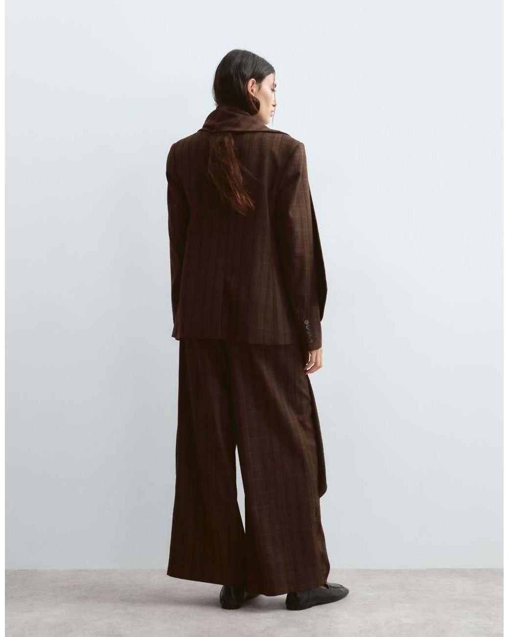ARRANGE Brown Drape Scarf Neck Blazer Co-ord