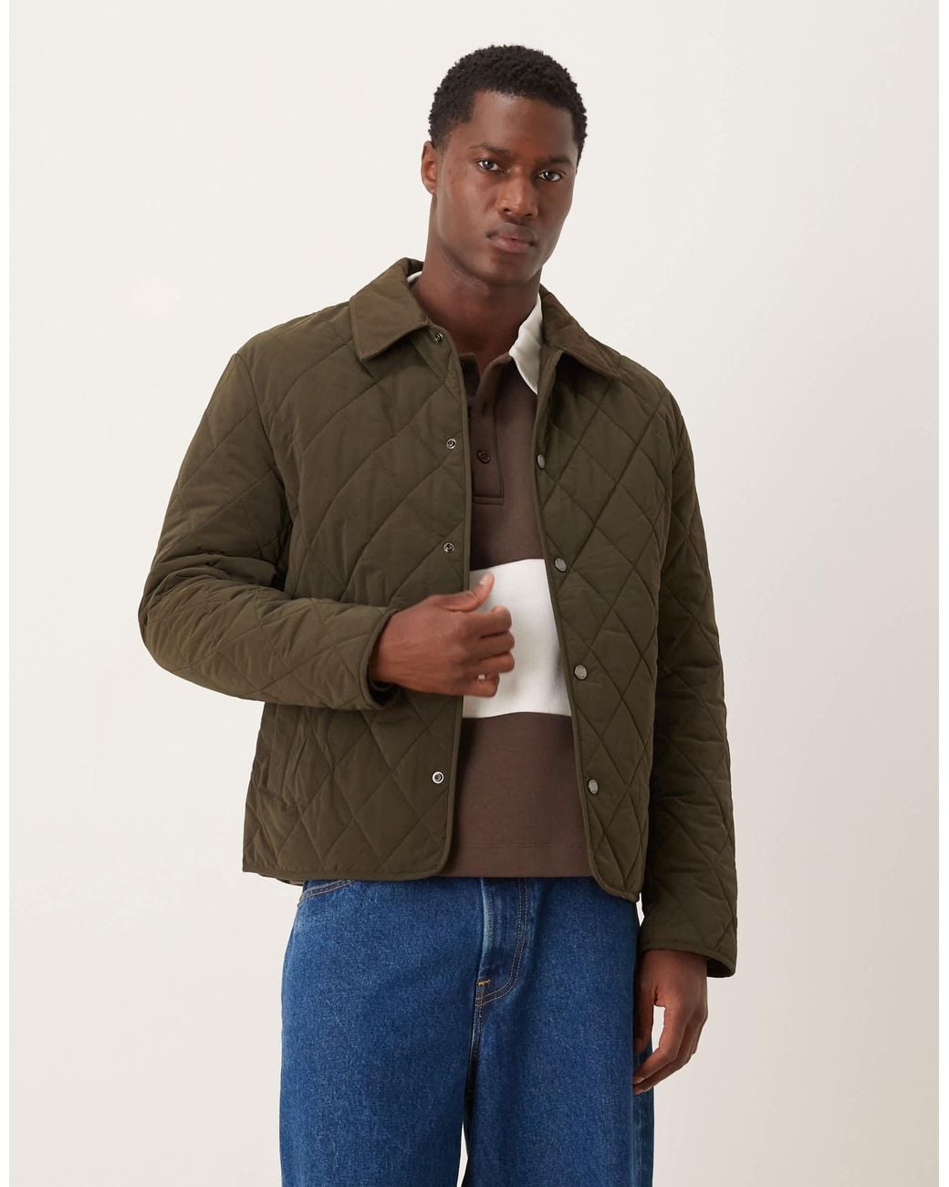 Mango Brown Quilted Jacket for men