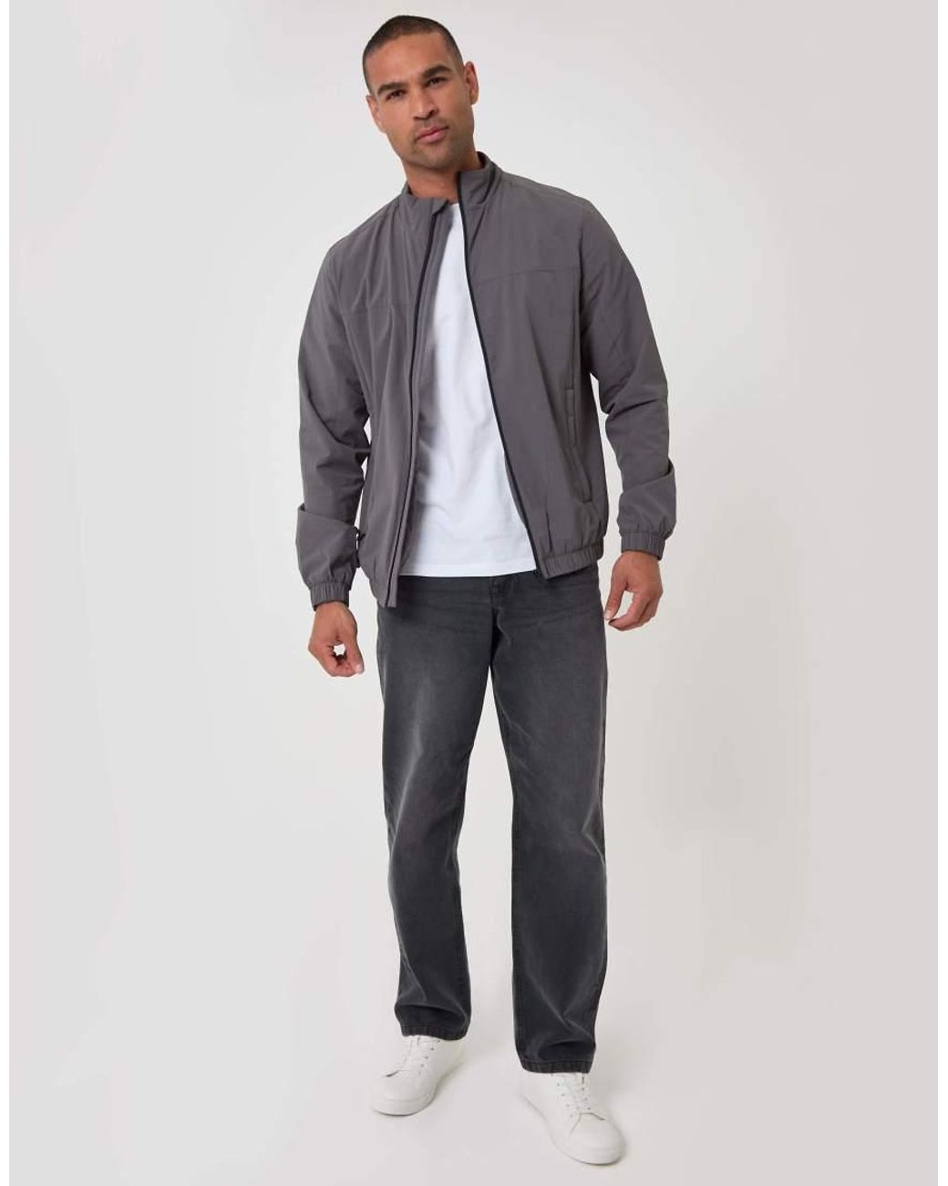 Threadbare Gray Showerproof Ripstop Harrington Jacket for men