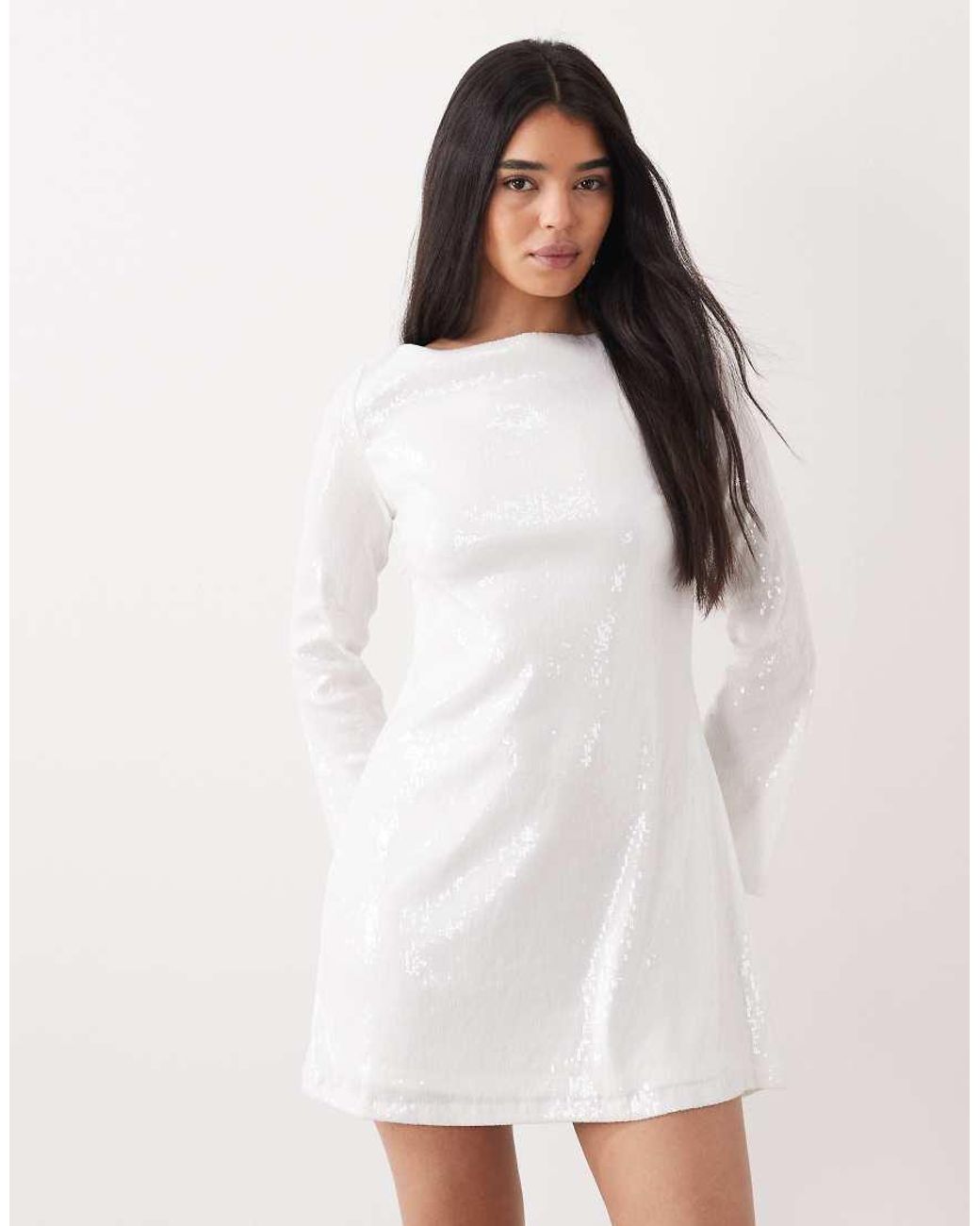New Look White Low Back Sequin Mini Dress