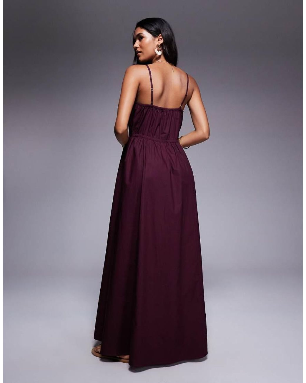 River Island Purple Strappy Poplin Midi Dress
