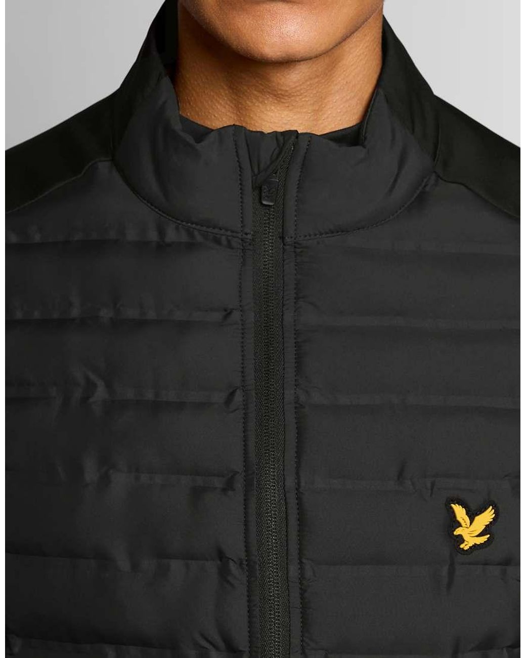 Lyle & Scott Black Hybrid Quilted Gilet for men