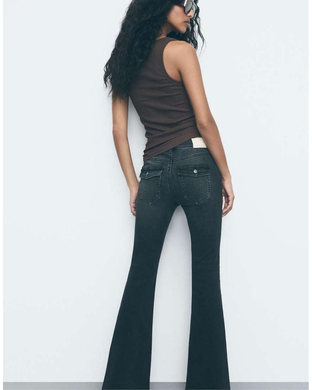 Stradivarius White D04 Low Rise Flared Jeans