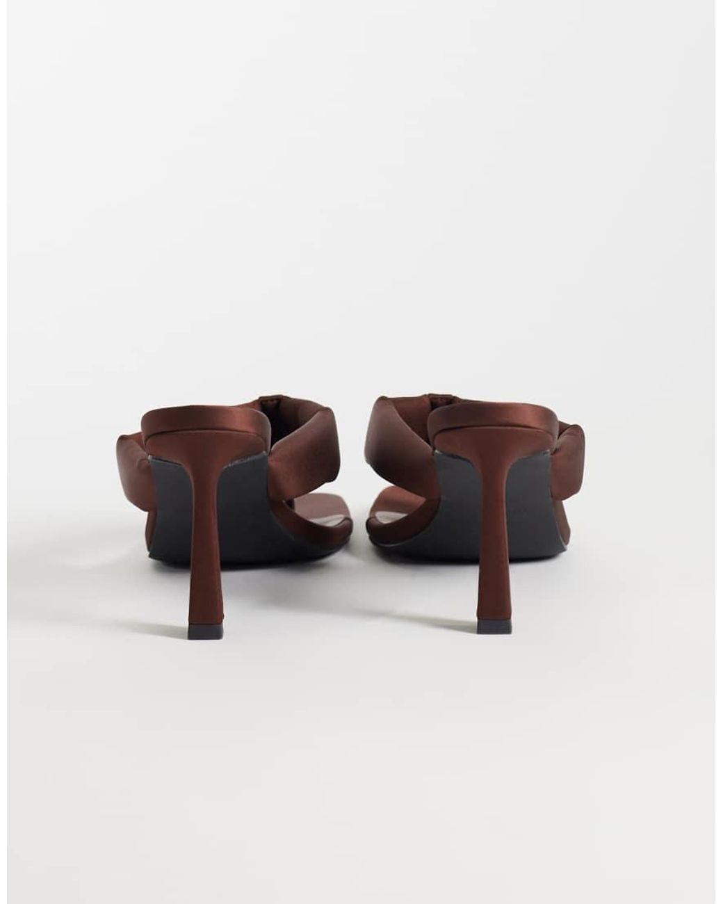 London Rebel Brown Seren Satin Thong Heeled Sandals