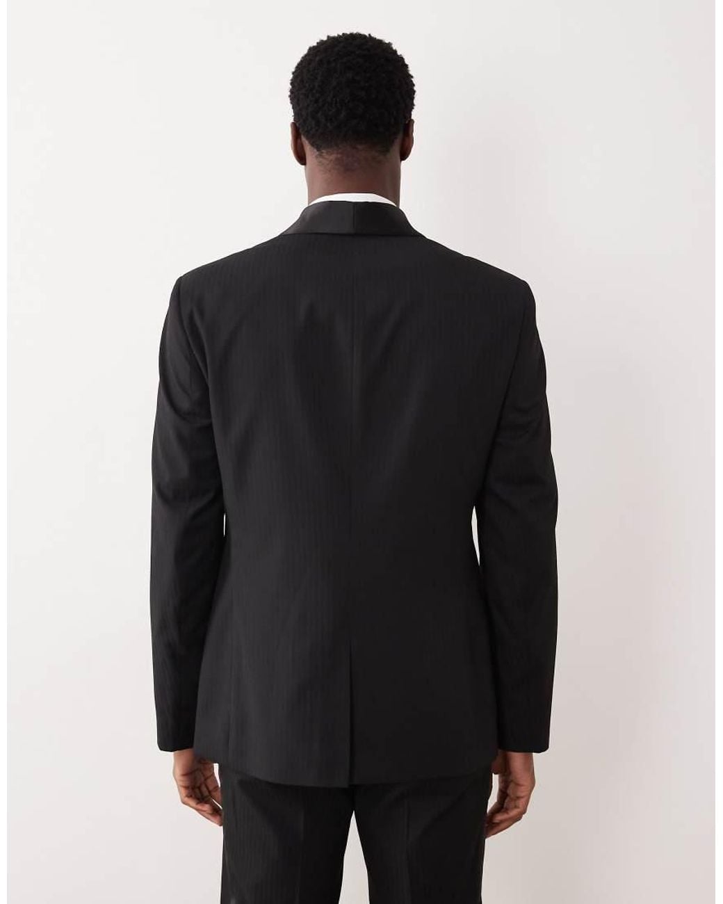 ASOS Blue Slim Suit Jacket With Tonal Micro Checkerboard Weave for men