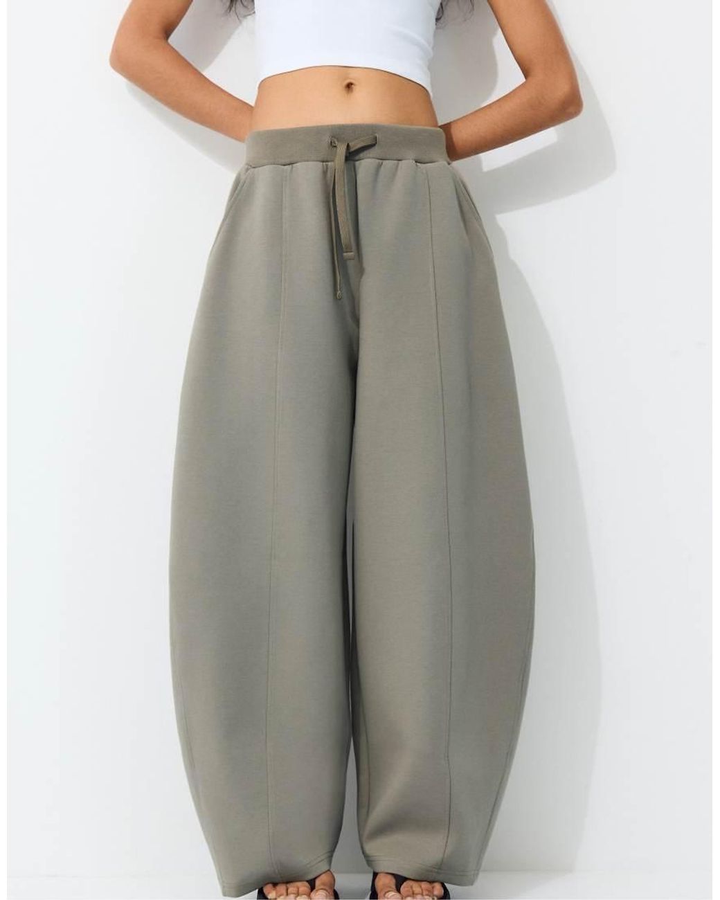 Stradivarius White Wide-leg jogger Trousers