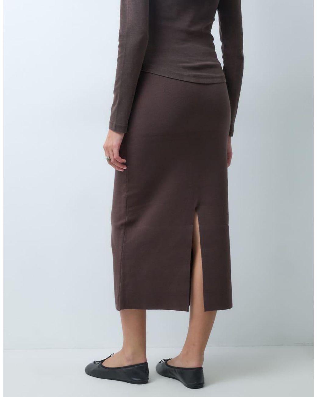 Object Gray Structured Knit Midi Skirt Co-Ord