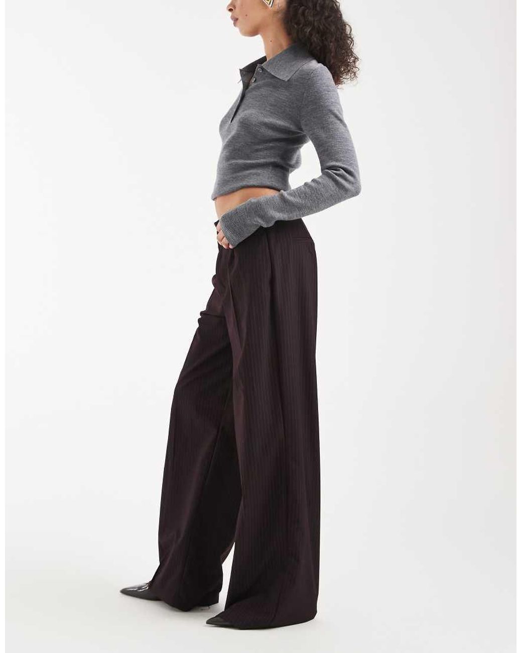 ONLY White High Waist Wide Leg Tailored Pants