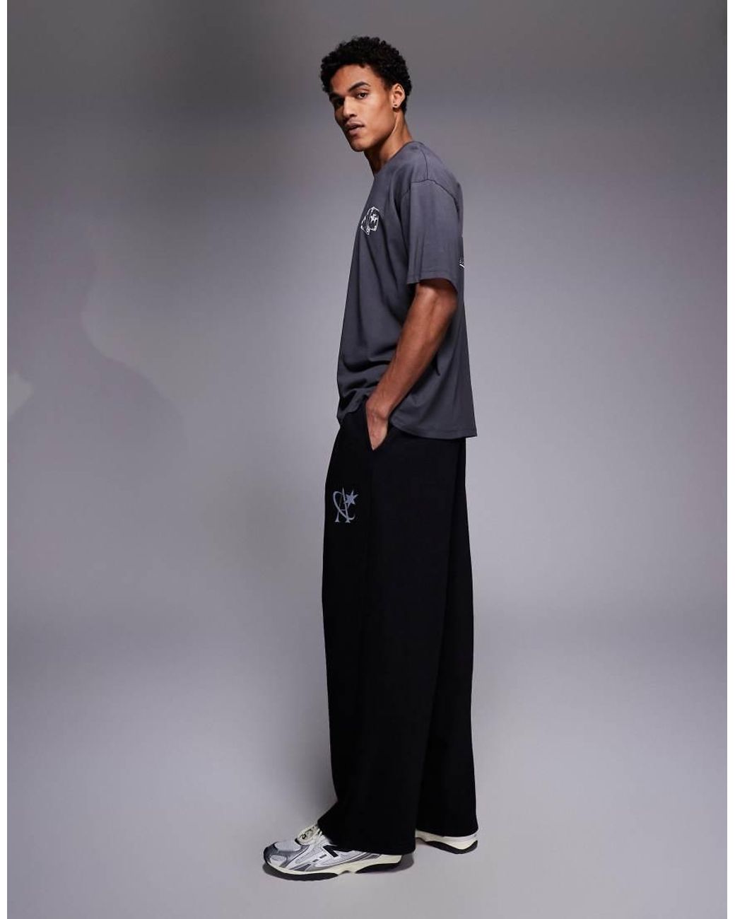 ADPT Blue Loose Fit joggers With Star Logo for men