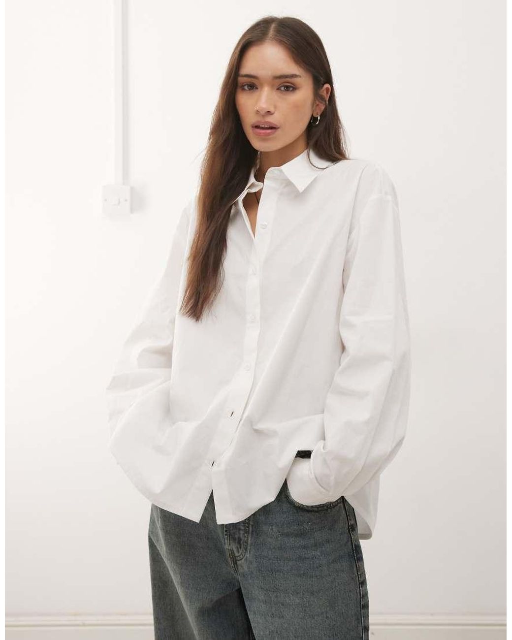 Collusion White Oversized Shirt With Cut Out Back Detail