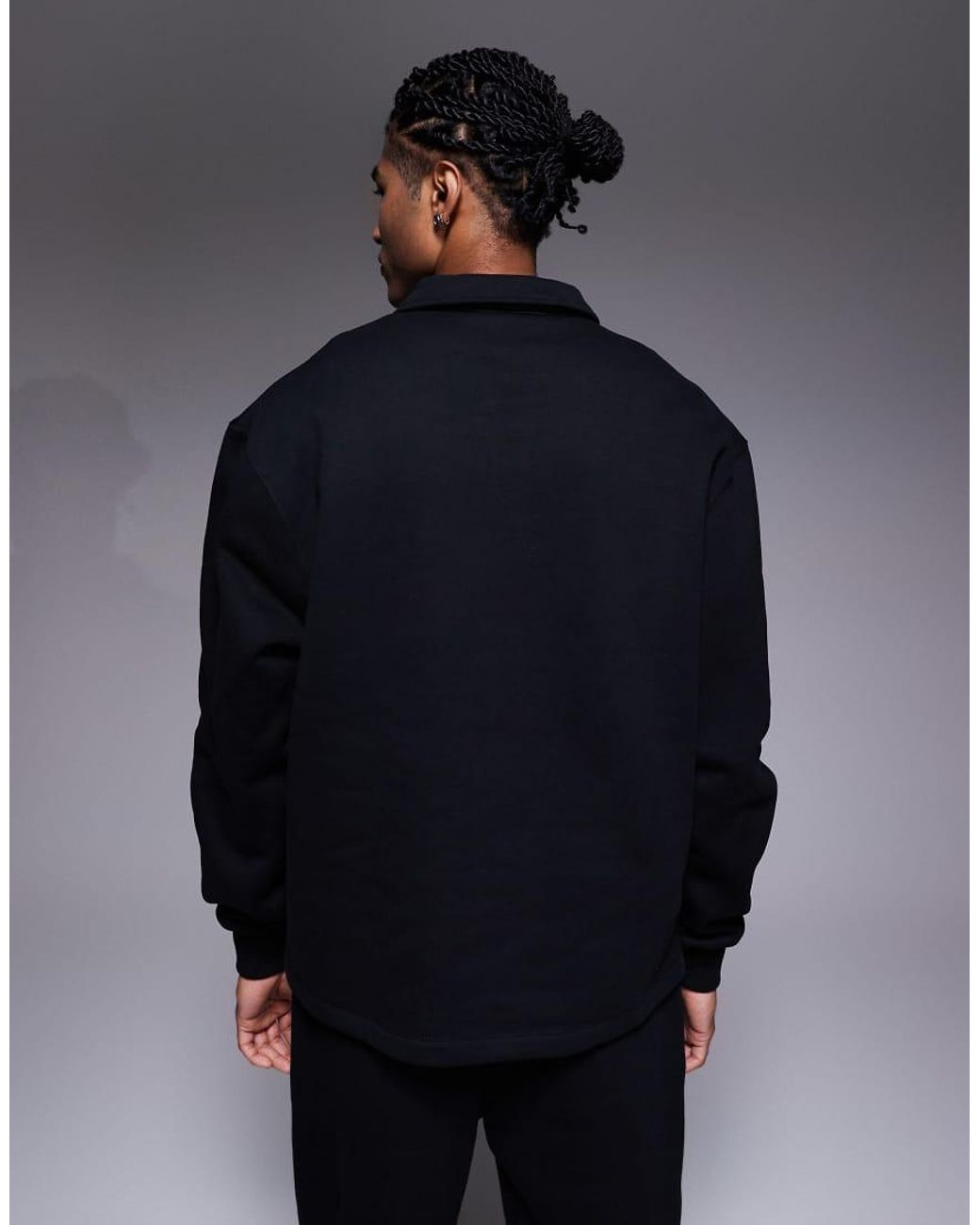 ASOS Blue Premium Heavyweight Co-ord Oversized Collared Quarter Zip Sweatshirt for men