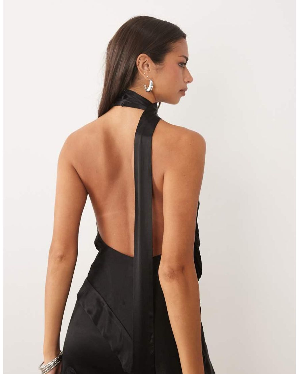 Bardot Natural Celine Satin Drape Plunge Neck Top Co-Ord