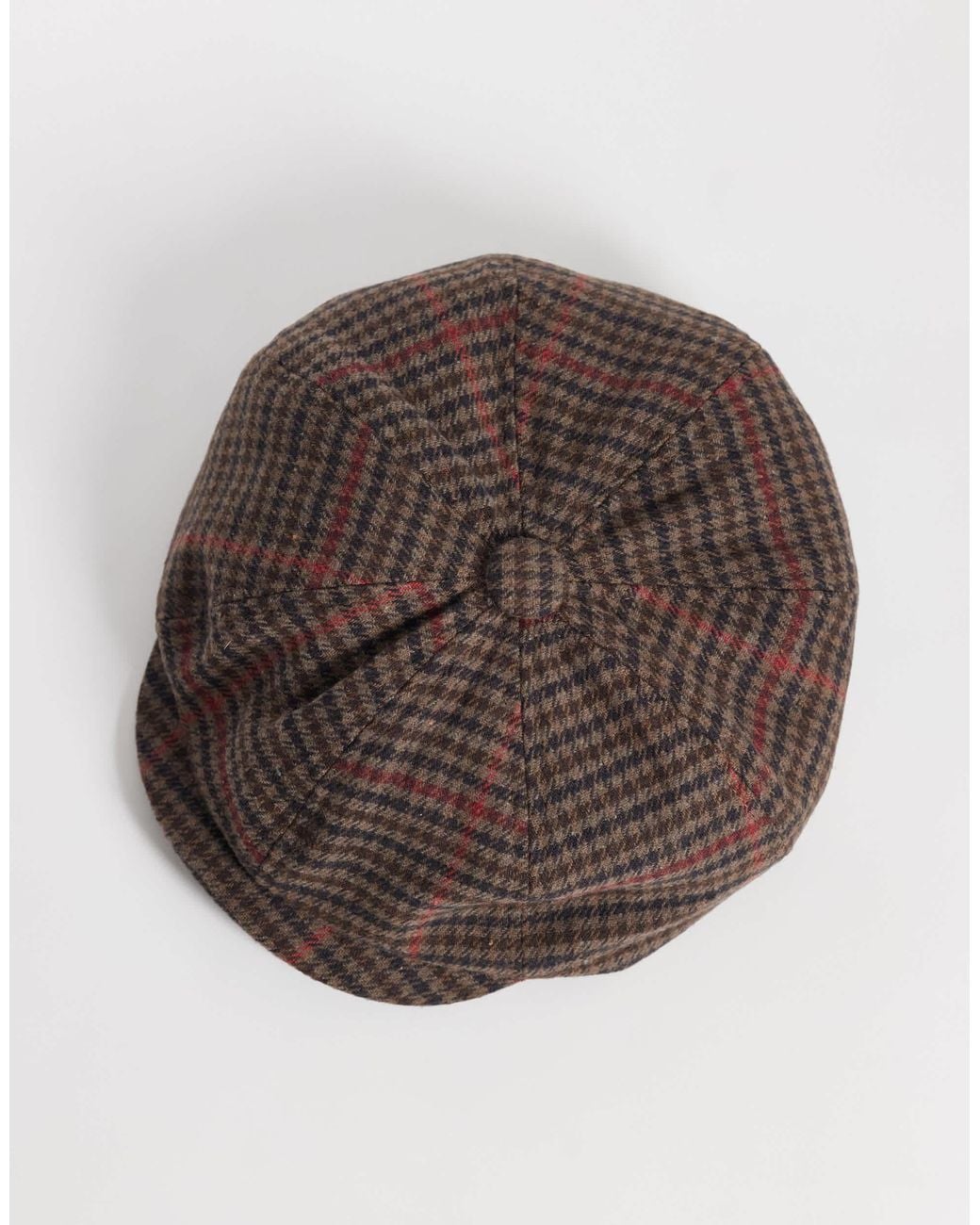 ASOS Brown Check Baker Boy Cap for men