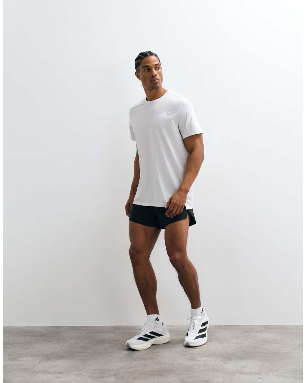 Adidas Originals White Adidas Running Adi365 T-Shirt With 3 Stripe Arm for men