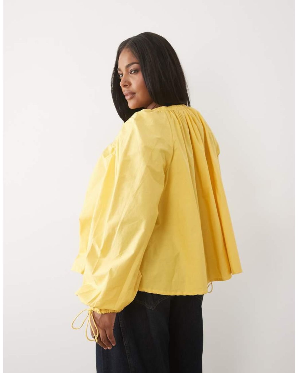 ASOS Yellow Asos Design Curve Ruched Detail Long Sleeve Top