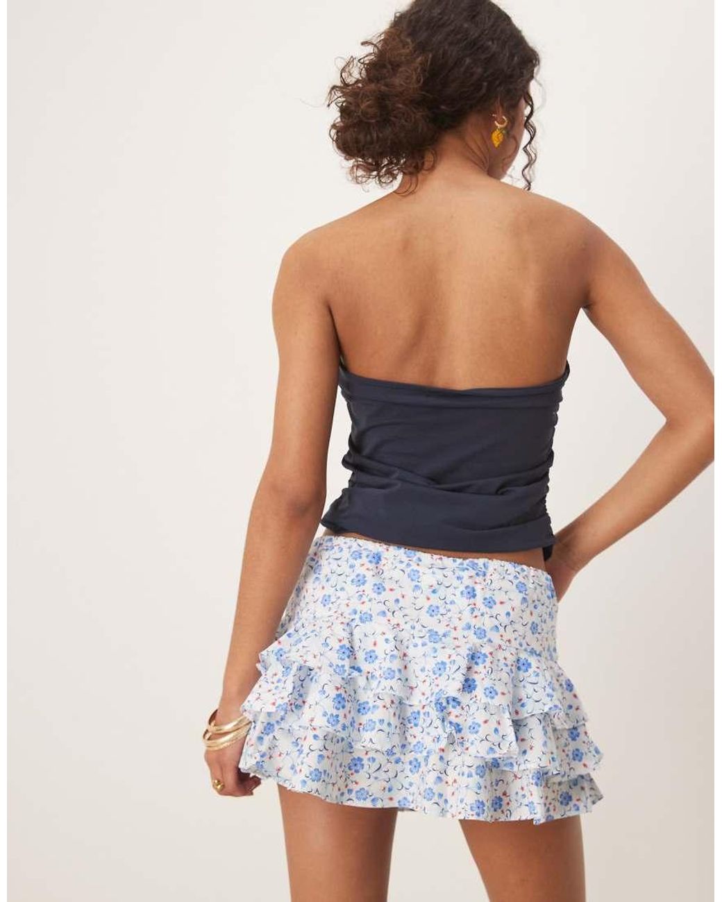 Glamorous Blue Ruffle Mini Skirt