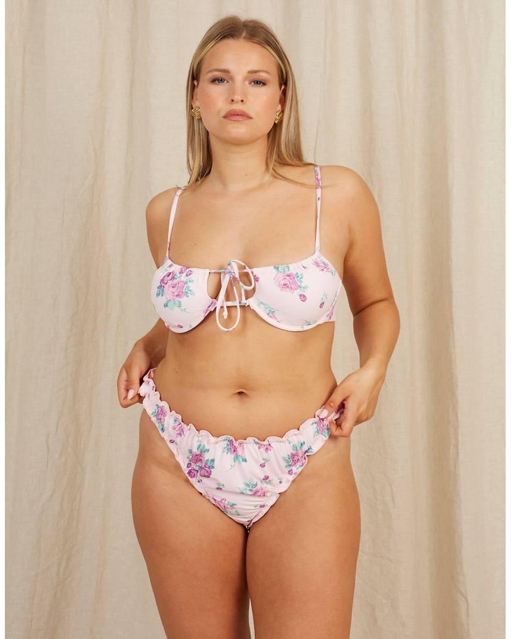 Going Somewhere Pink Floral Bikini Top