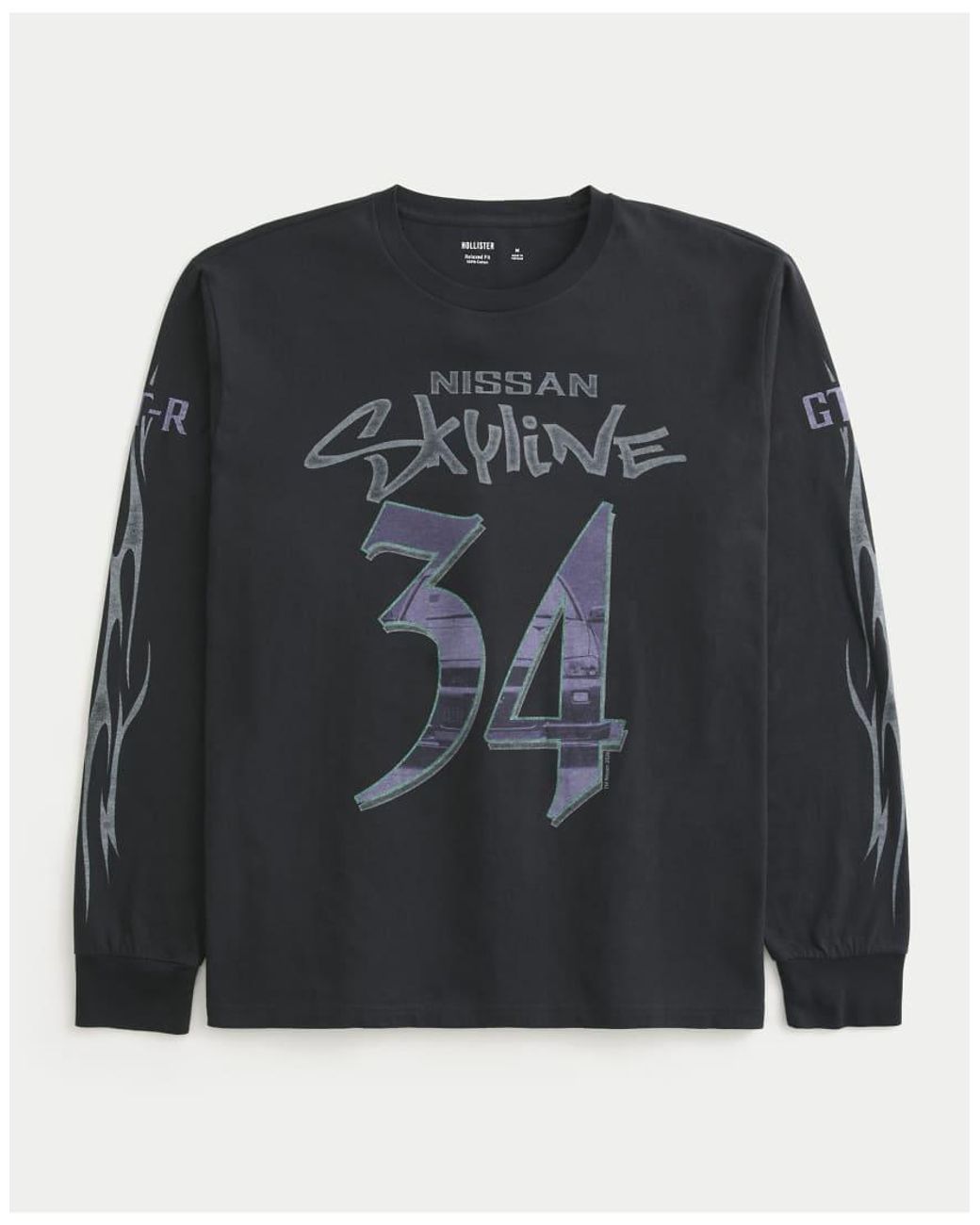 Hollister Blue Long-Sleeve Nissan Skyline Graphic Tee for men