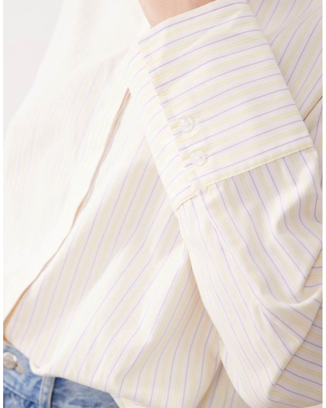 JJXX White Poplin Shirt With Lilac Stripe