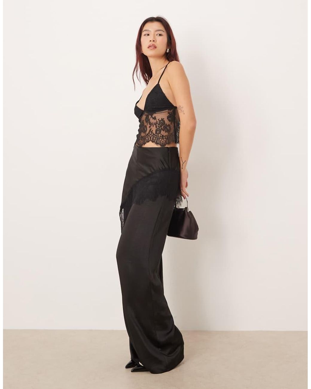 Motel Black Kaika Plunge Lace Cami Top