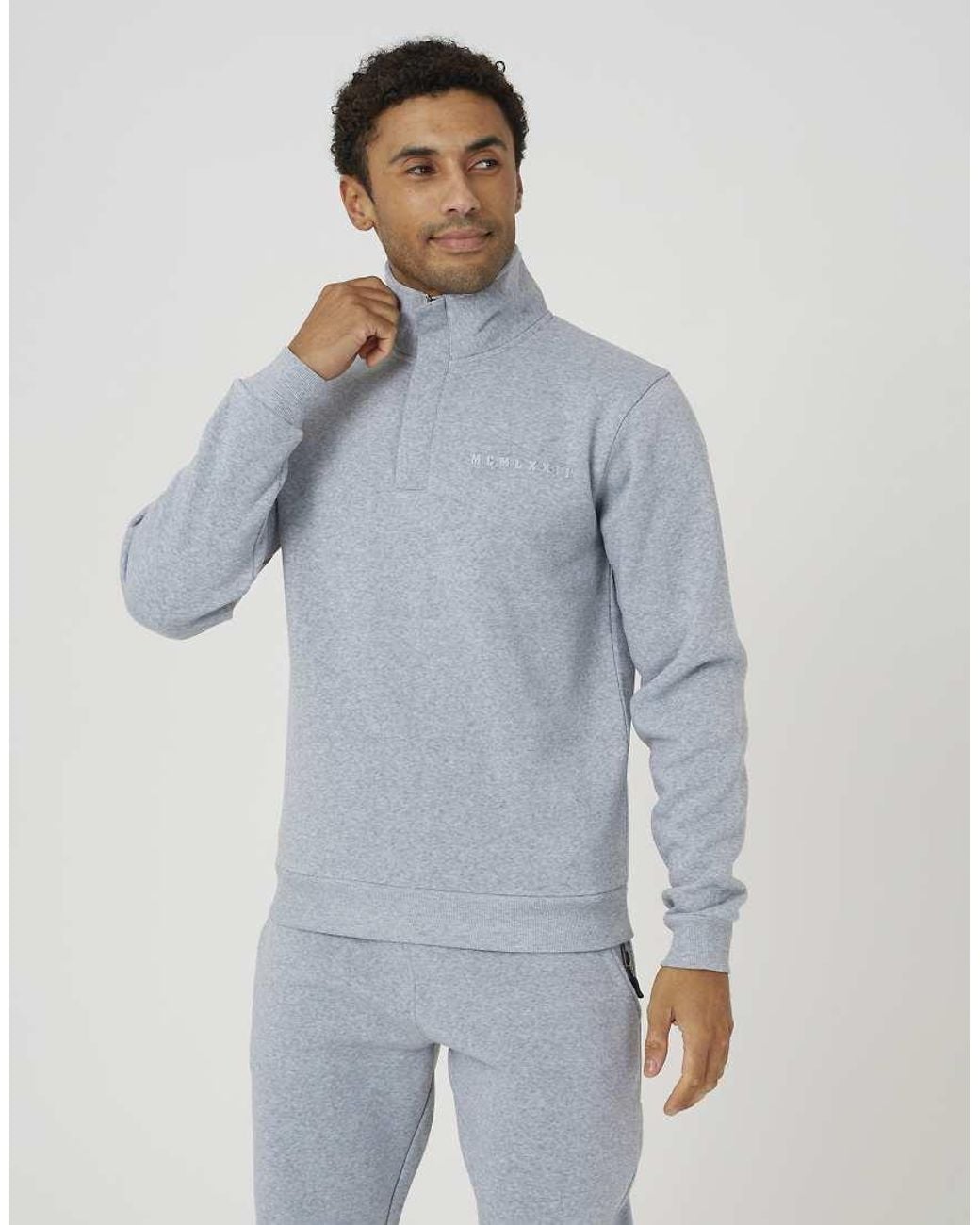 Brave Soul Blue Quarter Zip Sweatshirt for men