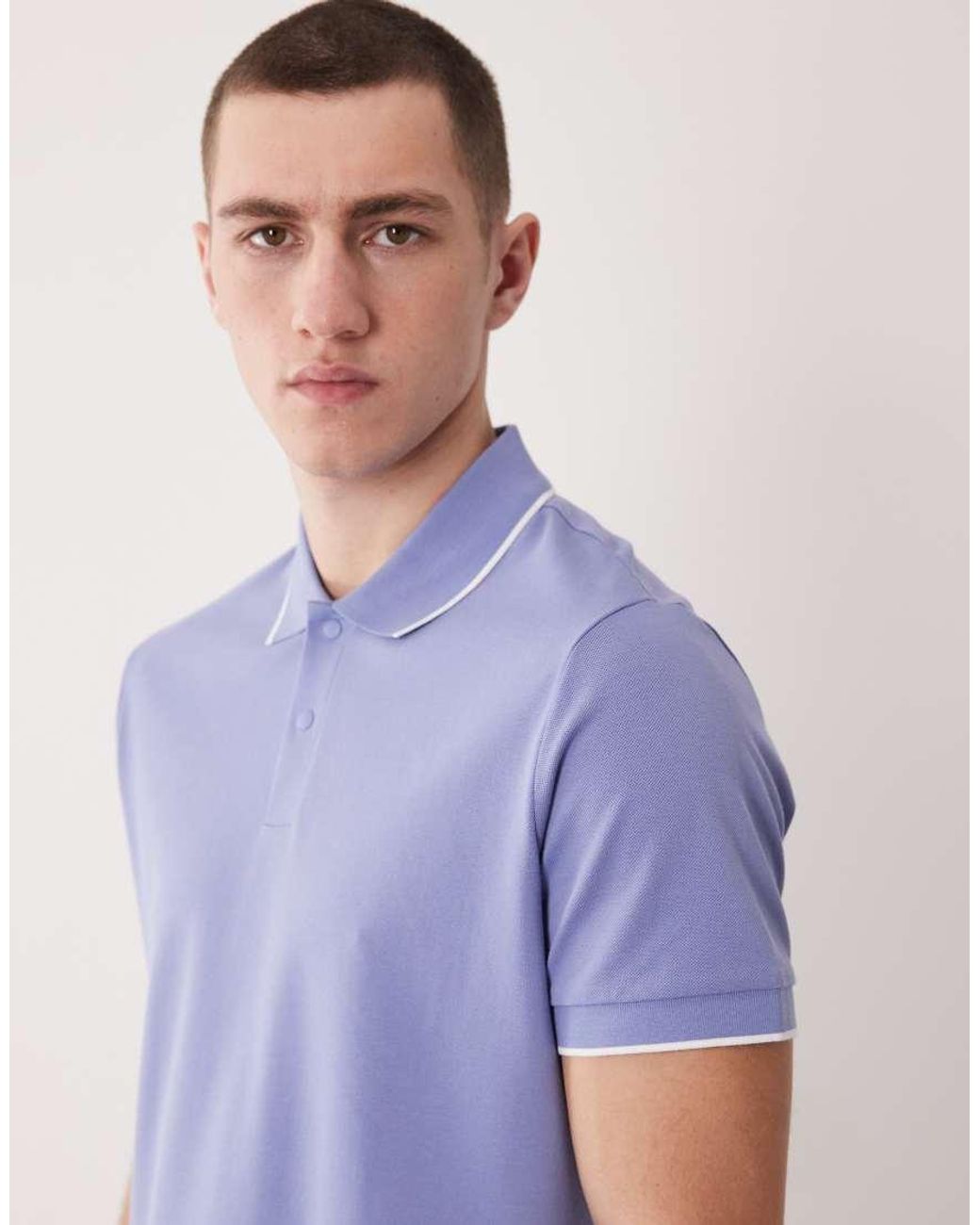 Mango Purple Performance Thermo-Regulating Polo T-Shirt With Contrast Trim for men