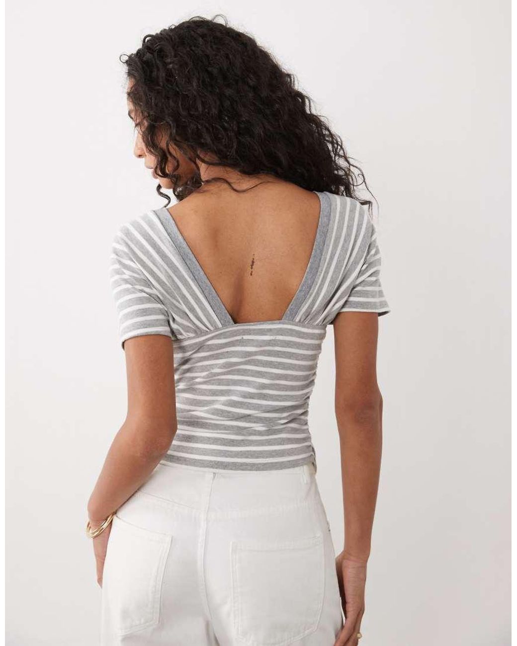 Motel White Vernia Plunge Batwing Top