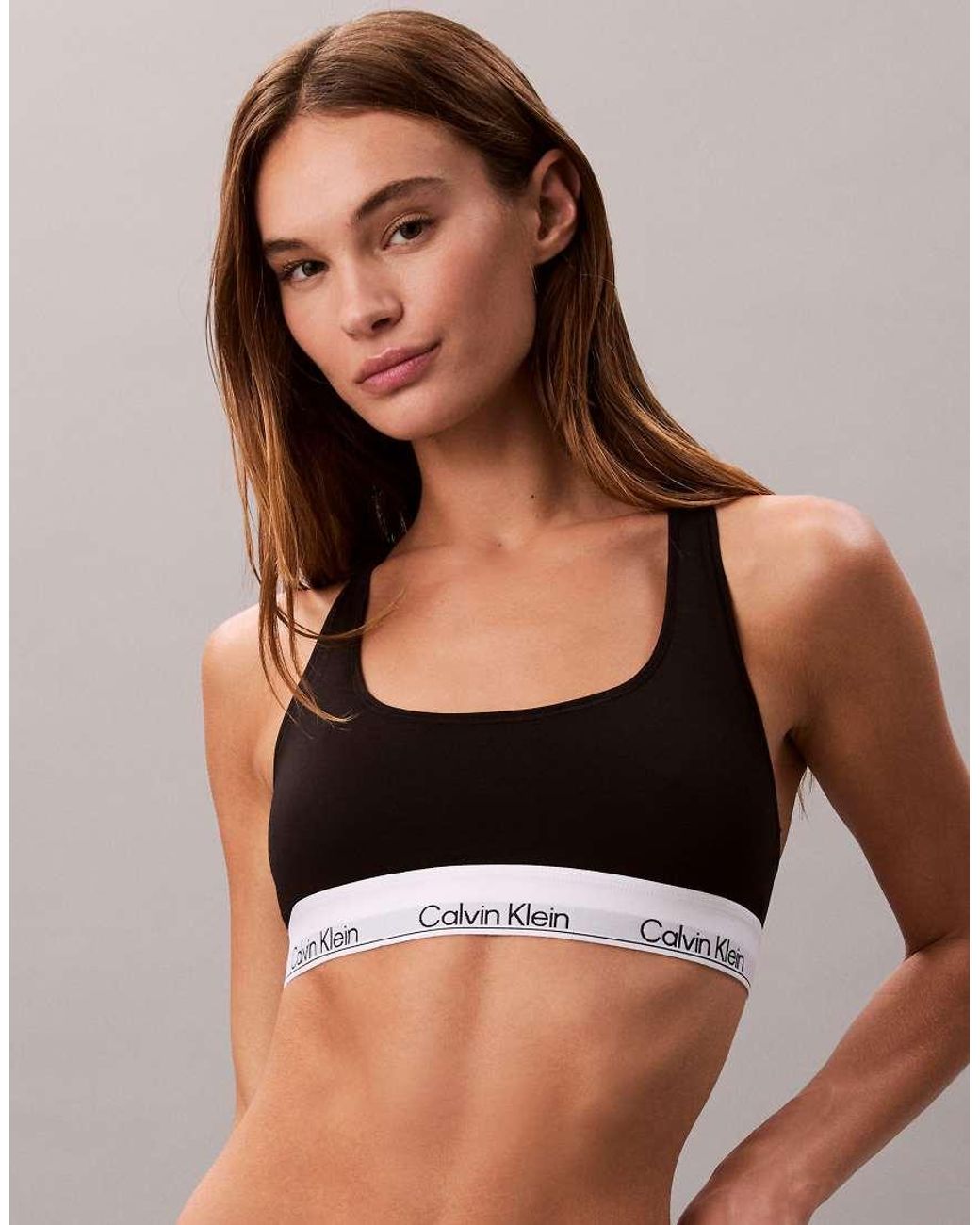 Calvin Klein Black Underlined Icon Cotton Modal Scoop Bralet