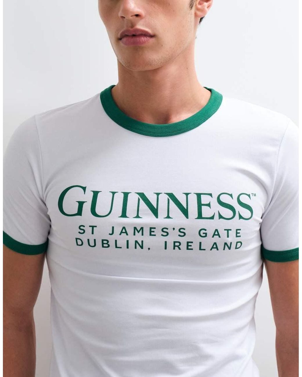 ASOS White Muscle Fit Ringer Tee With Guinness Print for men