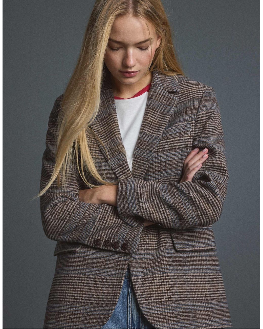 Stradivarius Blue Basic blazer aus wollmix