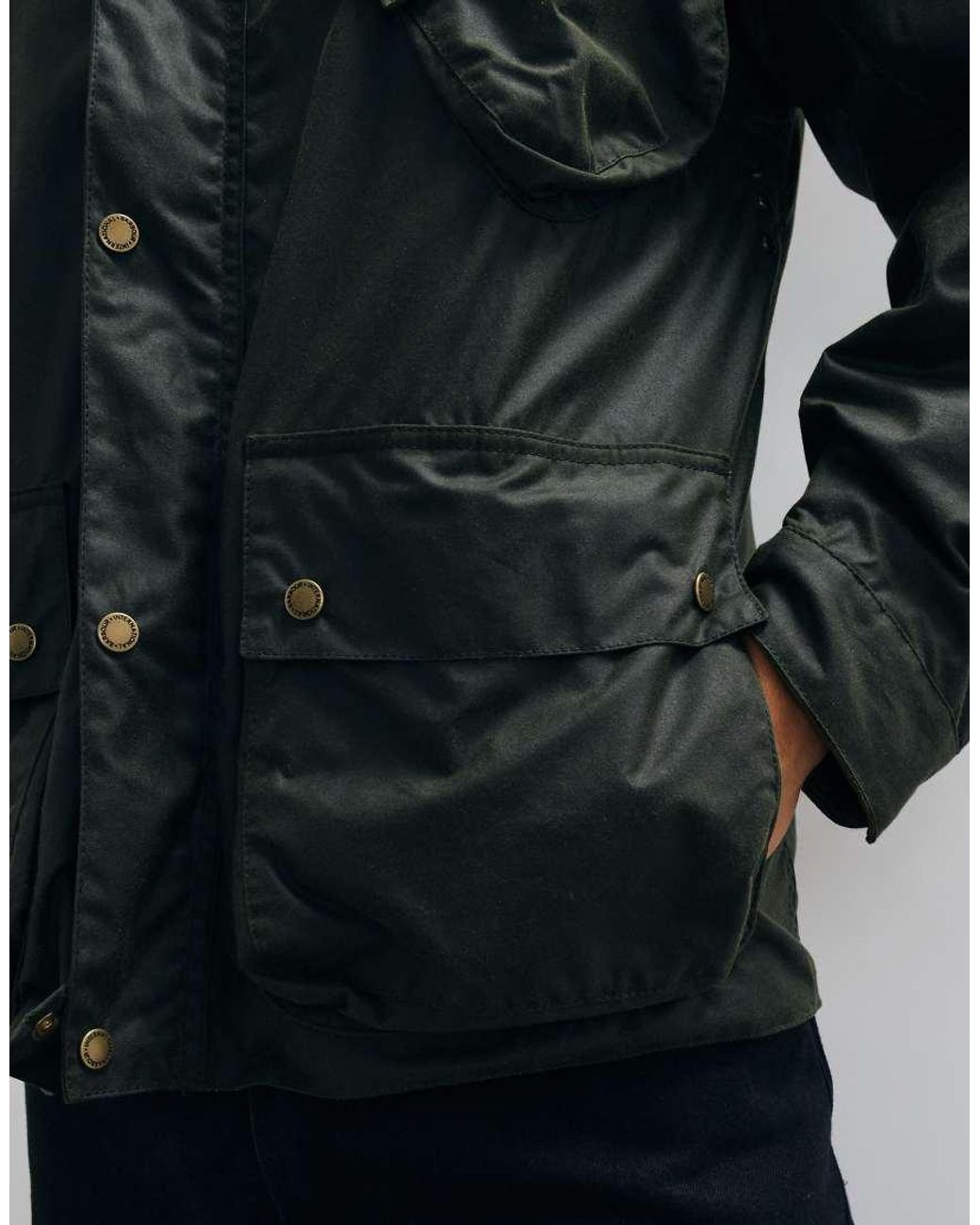Barbour Black Brake Wax Jacket With Contrast Cord Collar for men
