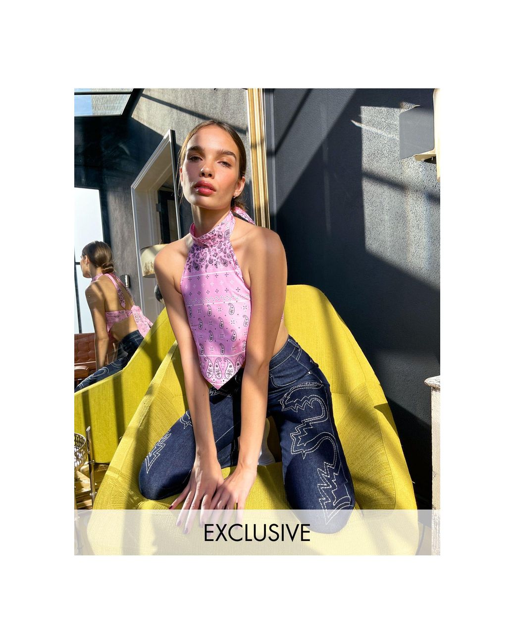 Labelrail X Hana Cross Tie Back Halter Neck Scarf Top in Pink (Blue) Lyst