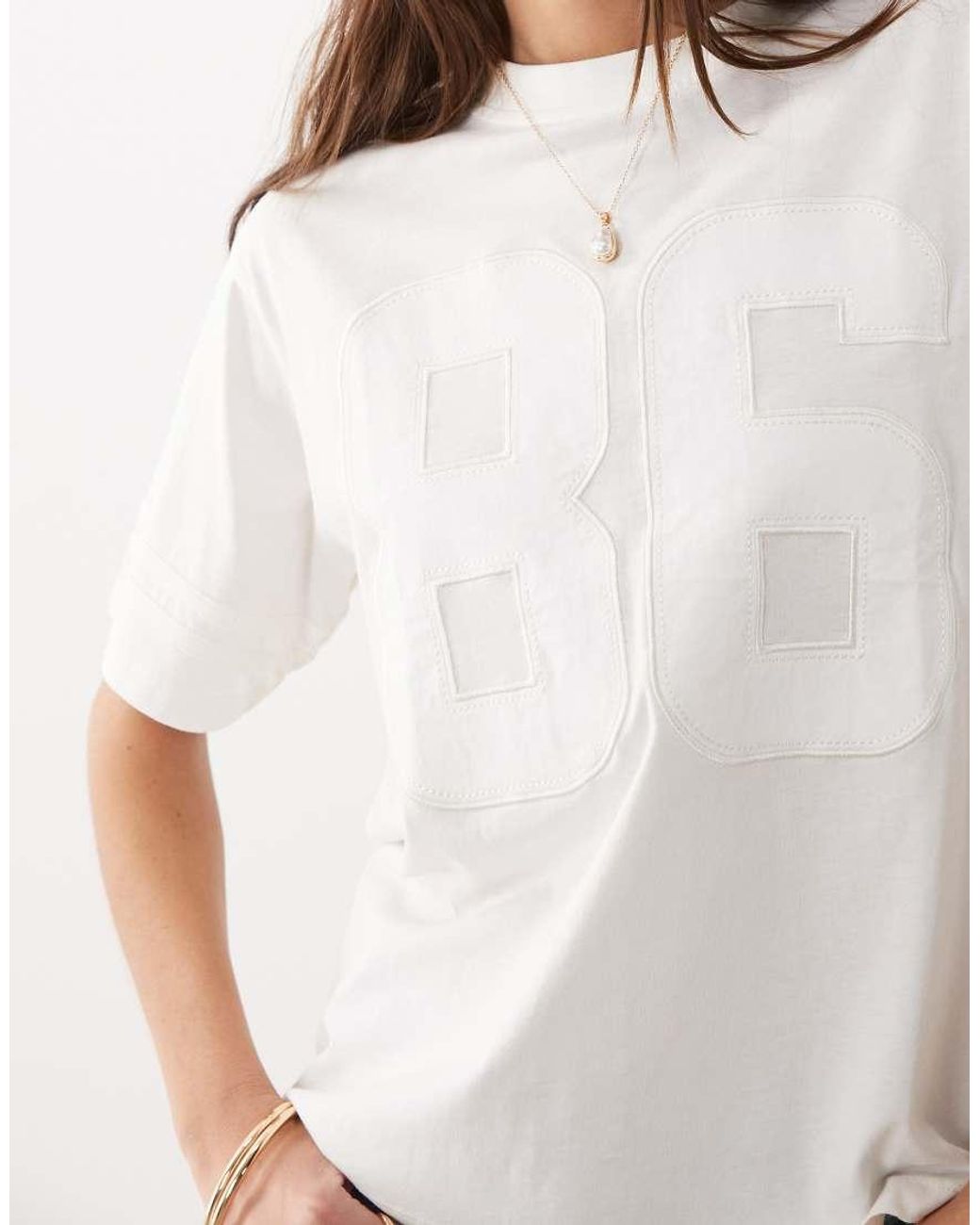 ASOS White Oversized Football T-shirt With Raised 86 Varsity Graphic