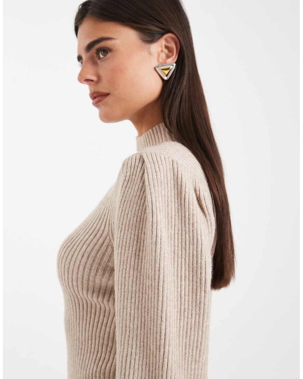 ONLY Natural High Neck Puff Sleeves Jumper Dress