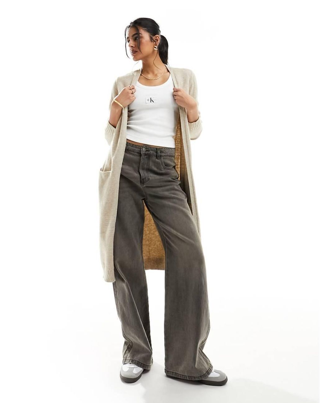 Vila White Longline Cardigan