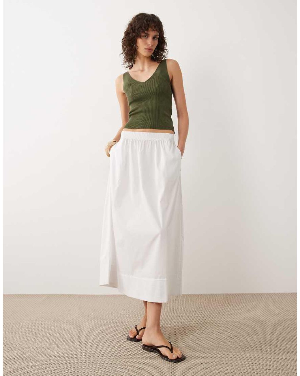 Jdy Green V Neck Knitted Singlet Top