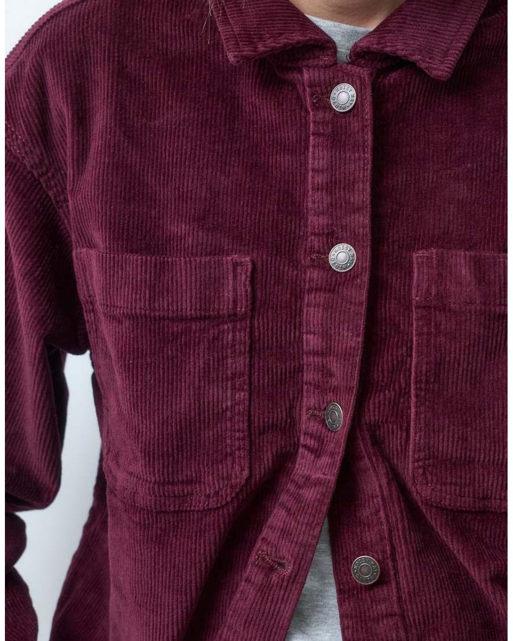 Noisy May Red Oversized Cord Shirt
