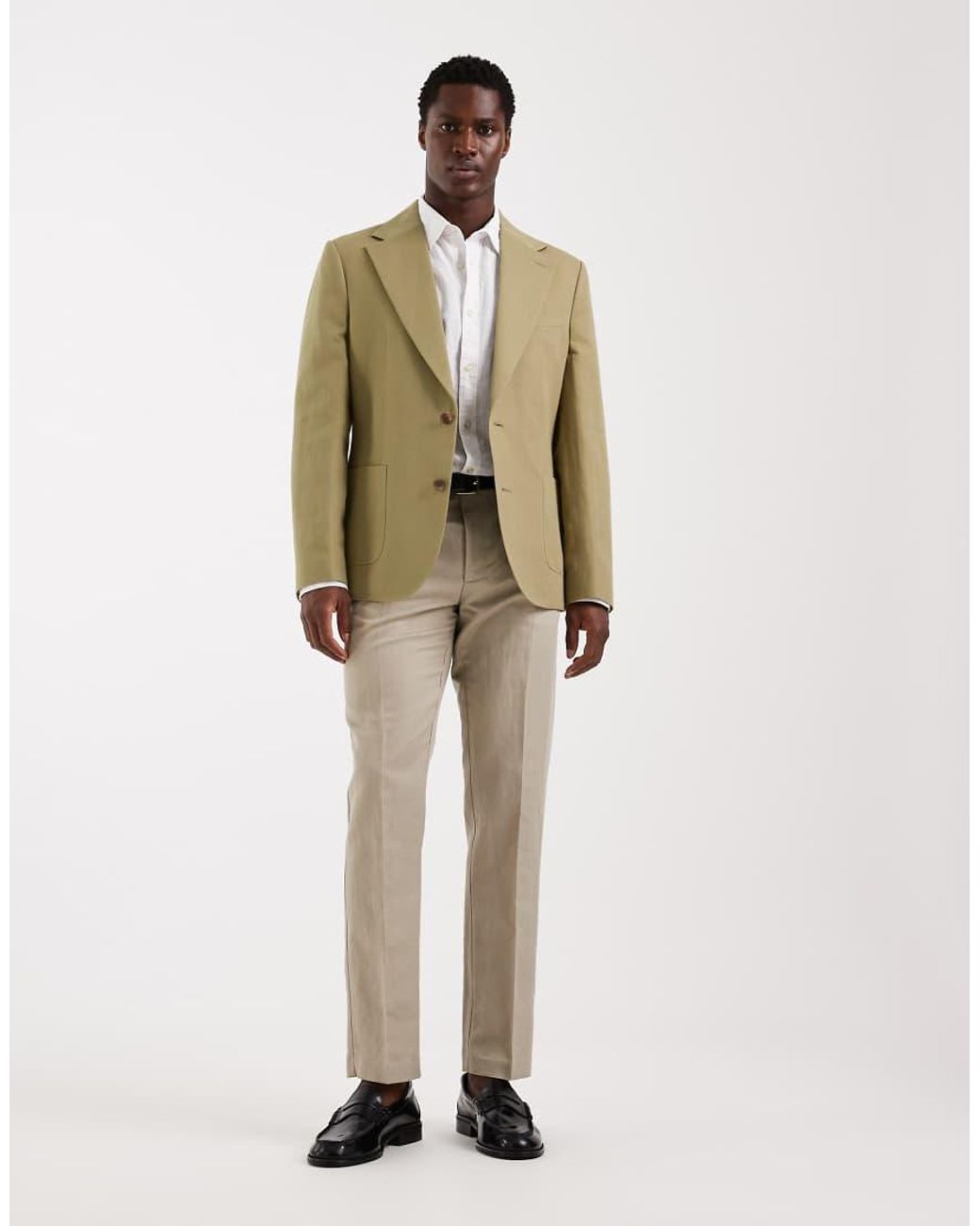 ASOS Natural Mix & Match Linen-rich Slim Suit Jacket for men