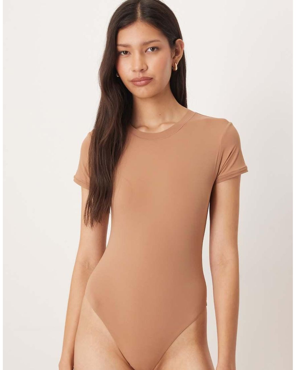 agon® Brown Short Sleeve Crew Neck Bodysuit