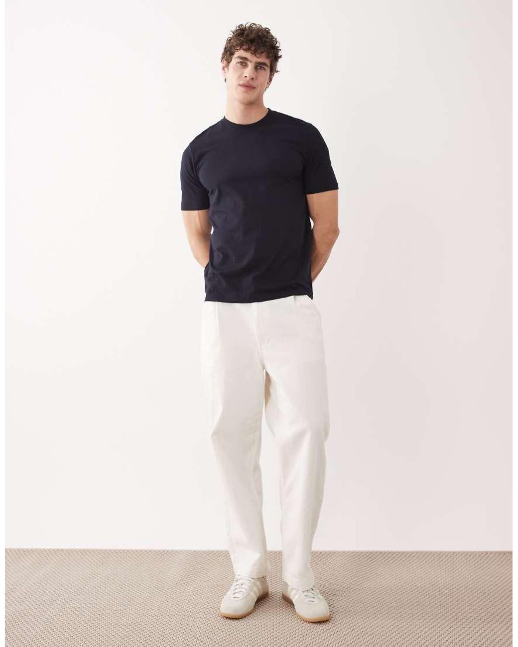 Mango Blue Classic Slim Fit T-Shirt for men