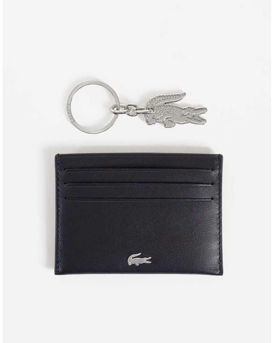 Lacoste Black Wallet And Keyring Gift Set for men