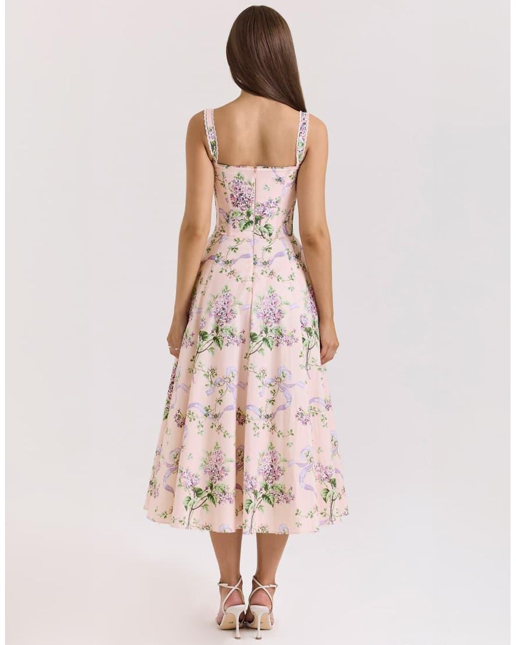 House Of Cb Pink Rosalee Corset Midi Dress