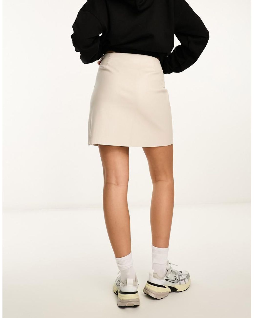 Noisy May Black Faux Leather Mini Skirt With Slit