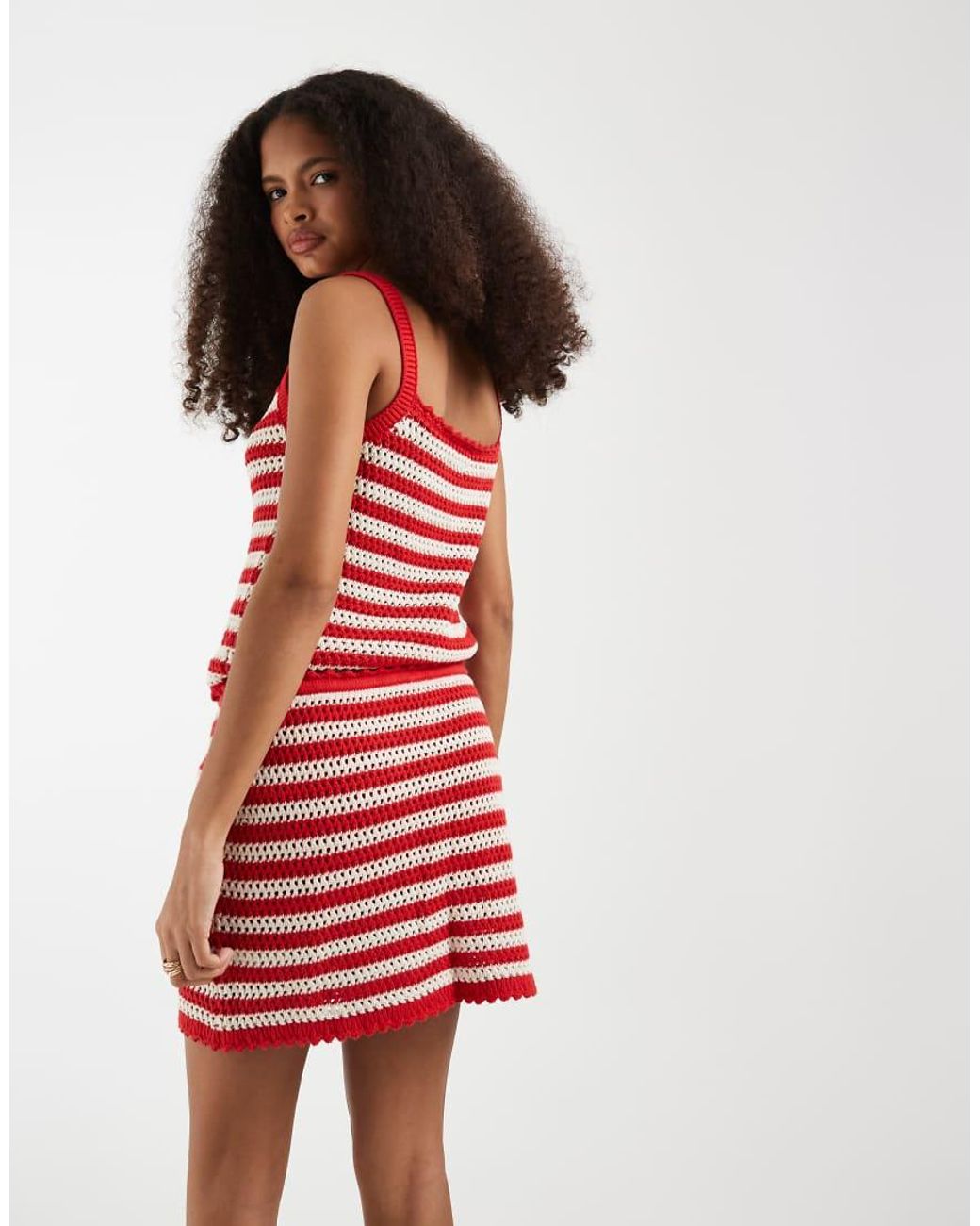 Gap Red Cotton Crochet Cropped Mini Skirt