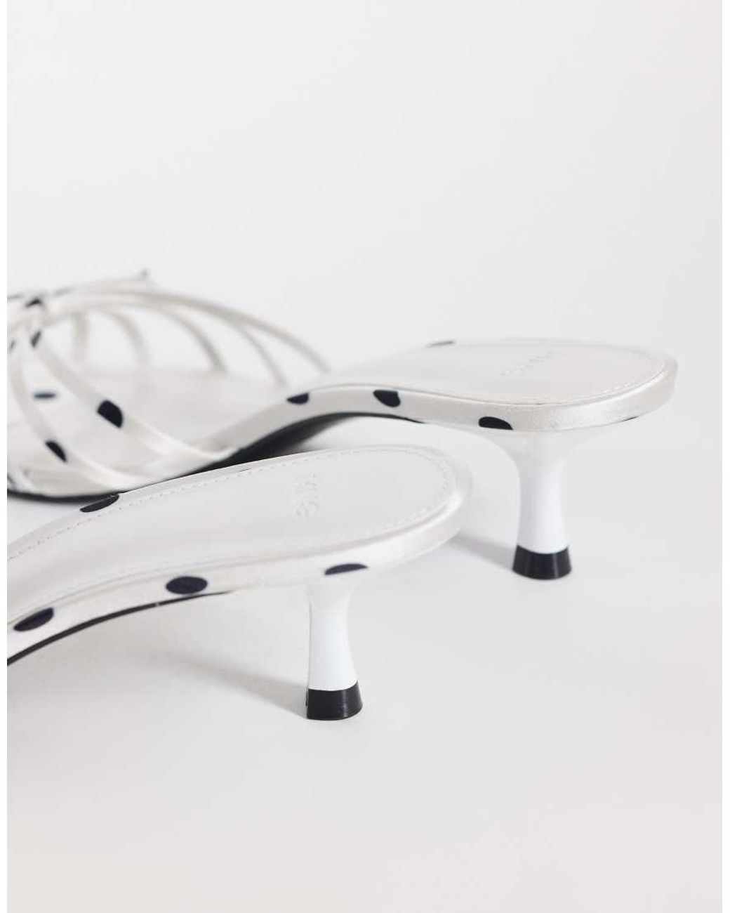 Mango White Bow Detail Heeled Sandals