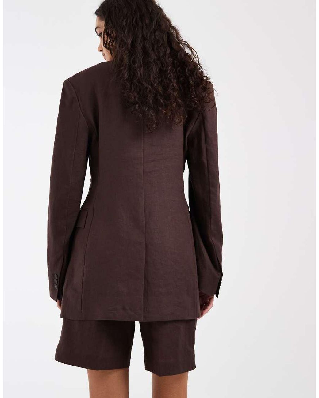 & Other Stories Brown Co-ord Linen Tailored Bermuda Shorts