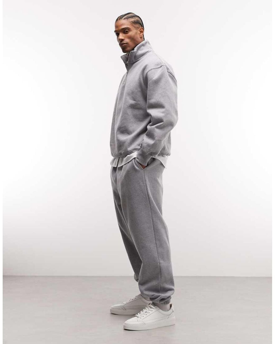 ASOS Gray Premium Heavyweight Cuffed Sweatpants 400gsms for men