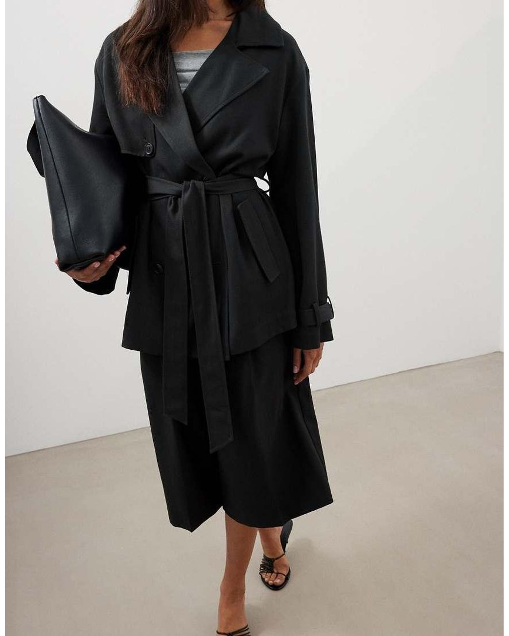 NA-KD Black Belted Short Trenchcoat
